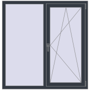 Вікна 1280x1340 мм REHAU Euro 60 ANTHRACITE_GREY_STRUKTURAL з двох сторін