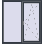 Вікна 1320x1440 мм REHAU Euro 70 ANTHRACITE_GREY_STRUKTURAL з двох сторін