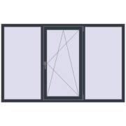 Вікна 2050x1300 мм REHAU Euro 70 ANTHRACITE_GREY_STRUKTURAL з двох сторін