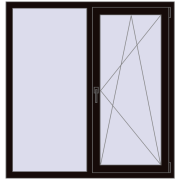 Вікна 1280x1340 мм REHAU Euro 60 BLACK_BROWN з двох сторін